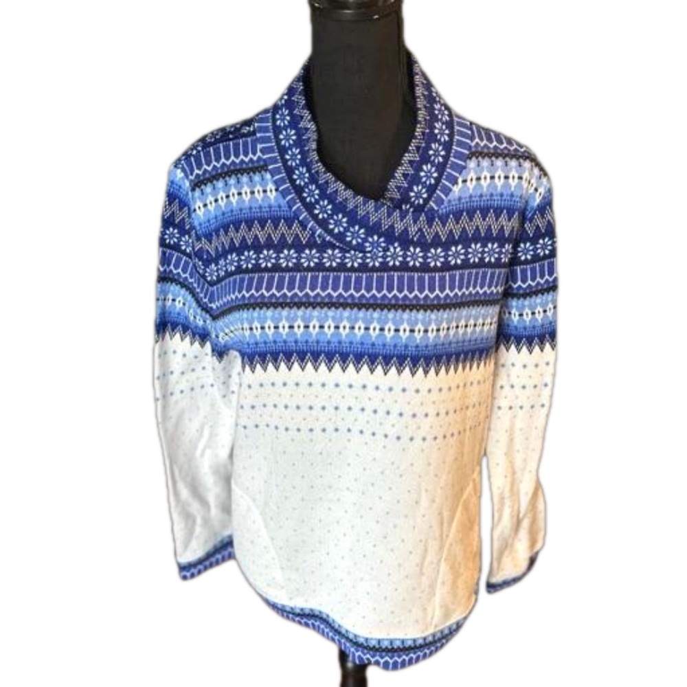 Talbots Blue and White Patterned Sweater